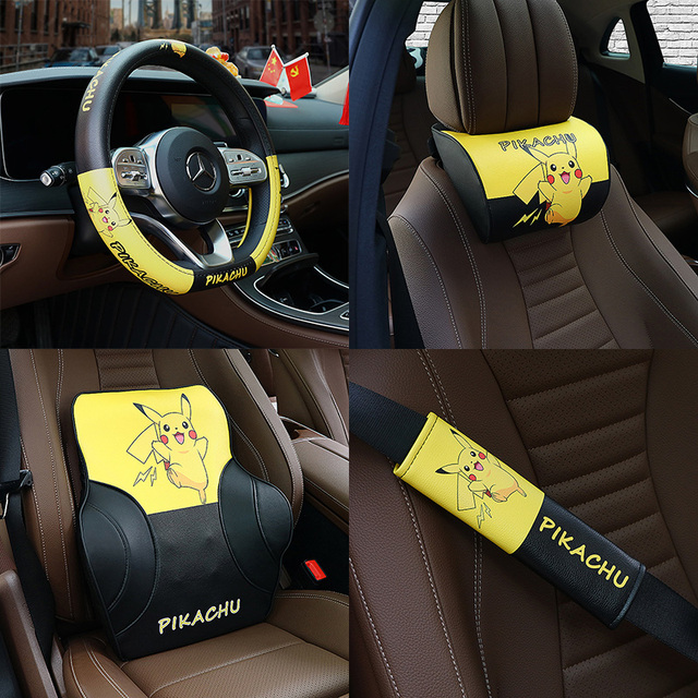 Pokrowiec ochronny na kierownicę Pokemon Pikachu, kreatywna osłona czterech pór roku do samochodu, uniwersalne akcesorium samochodowe - tanie ubrania i akcesoria