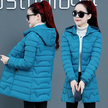 Zimowy płaszcz dla kobiet w średnim wieku z kapturem, rozmiar 5XL-6XL, ciepła puchowa parka