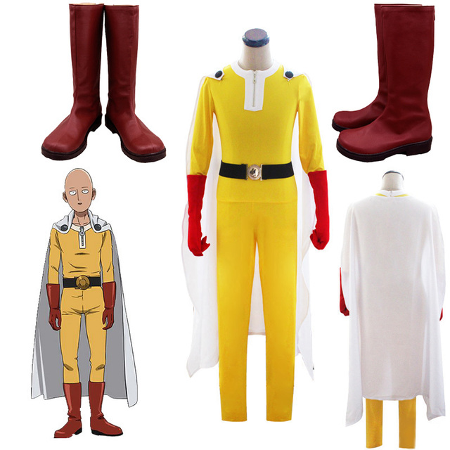 Kostiumy cosplay Saitama z Anime One Punch-Man - czerwone buty bojowe dla mężczyzn Halloween cosplay - tanie ubrania i akcesoria