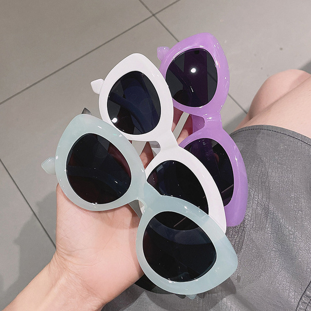 Okulary przeciwsłoneczne Retro kocie oko UV400 dla kobiet i mężczyzn w kolorze zielonym, różowym i fioletowym - tanie ubrania i akcesoria