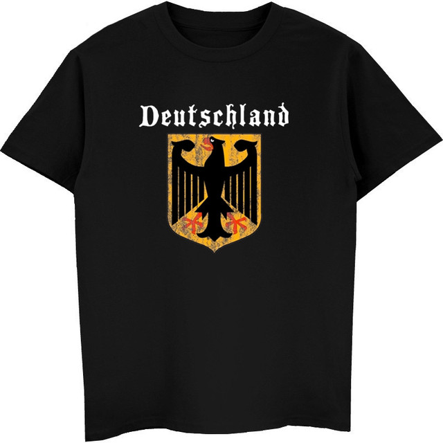 Koszulka męska z krótkim rękawem - Flag Crest Eagle Soccer Niemcy, mężczyźni, 100% bawełna - tanie ubrania i akcesoria