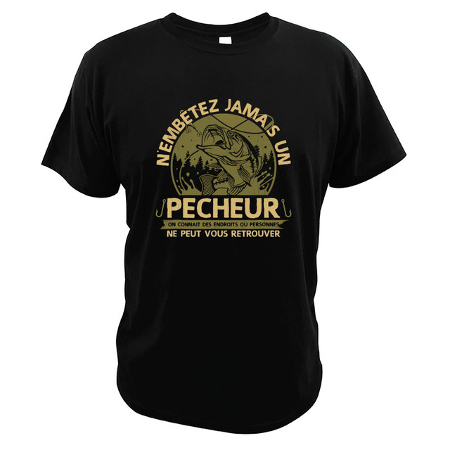 Koszulka Funny Fisherman - nowość z francuskim cytatem dla miłośników wędkarstwa - tanie ubrania i akcesoria