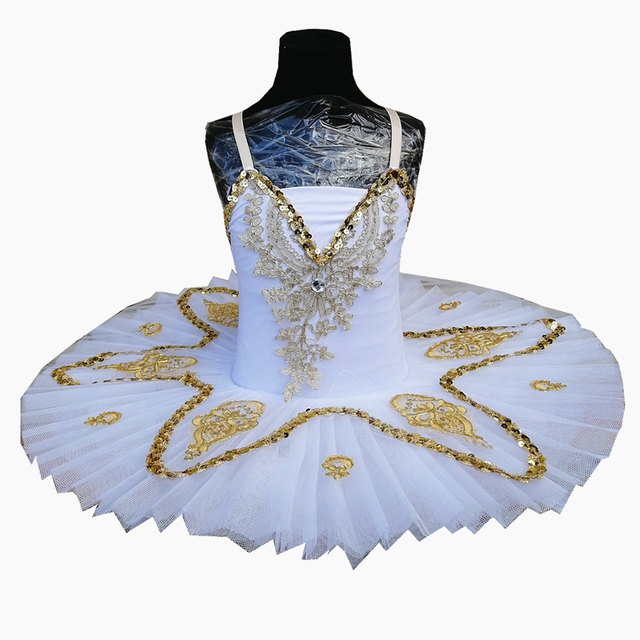 Nowa biała sukienka baletowa dla dziewczynek Tutu 2020 - fluorescentne przebłyski i puszysta spódnica - idealna na występy i do tańca brzucha - tanie ubrania i akcesoria