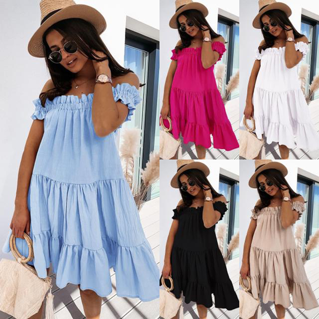 Sukienka Mini Sexy Vintage Casual wiosna/lato 2021 dla kobiet, jednolity kolor - czarny/biały - tanie ubrania i akcesoria