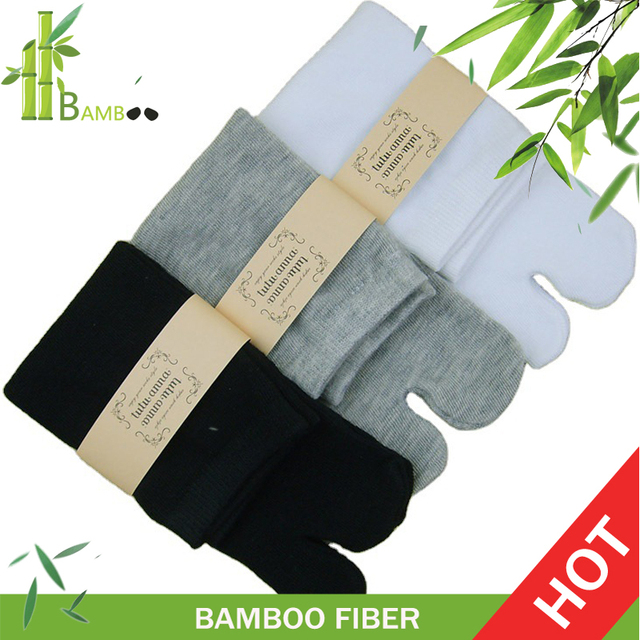Skarpety męskie typu Tabi z 65% włókna bambusowego i 25% bawełny, w stylu japońskim, w kolorze białym, 5-pack - tanie ubrania i akcesoria