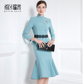 Nowa moda damska garsonka z rybim ogonem w stylu Cheongsam Celebrity - jesień/zima 2021
