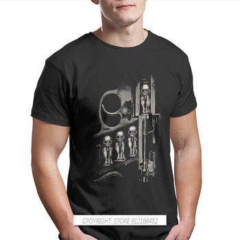 T-shirt męski Giger Narodziny Maszyna z Kołnierzem Okrągłym, Gothic 1980s Rock Subkultura, 100% Bawełna, Oryginalny Projekt