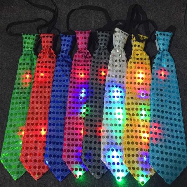 Męski migający krawat z oświetleniem led i cekinami w kolorze bowtie - prezent świąteczny, idealny na imprezę w klubie, barze lub ślub - tanie ubrania i akcesoria