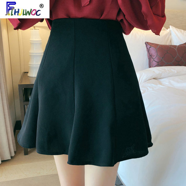 Mini spódnica czarna w stylu koreańskim z wysokim stanem, dla preppy dziewcząt, modny trend 2020 - tanie ubrania i akcesoria