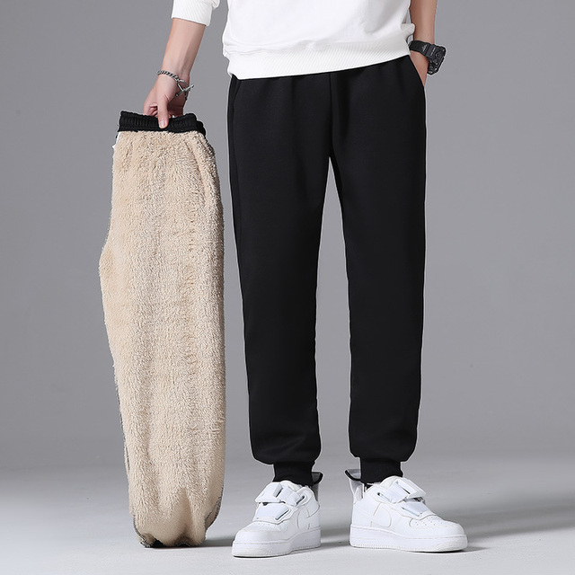 Męskie dresowe spodnie polarowe zimowe 2021 - obcisłe, rozciągliwe, rozmiar XL, do biegania i na co dzień - czarne - tanie ubrania i akcesoria