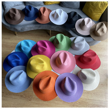 Słomkowy kowbojski kapelusz z płaskim rondem - parasol przeciwsłoneczny na plażę dla kobiet i dziewcząt