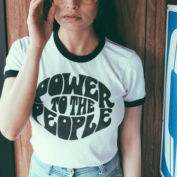 Letnia koszulka damska Vintage Casual ringer z graficznym motywem równości i sprawiedliwości
