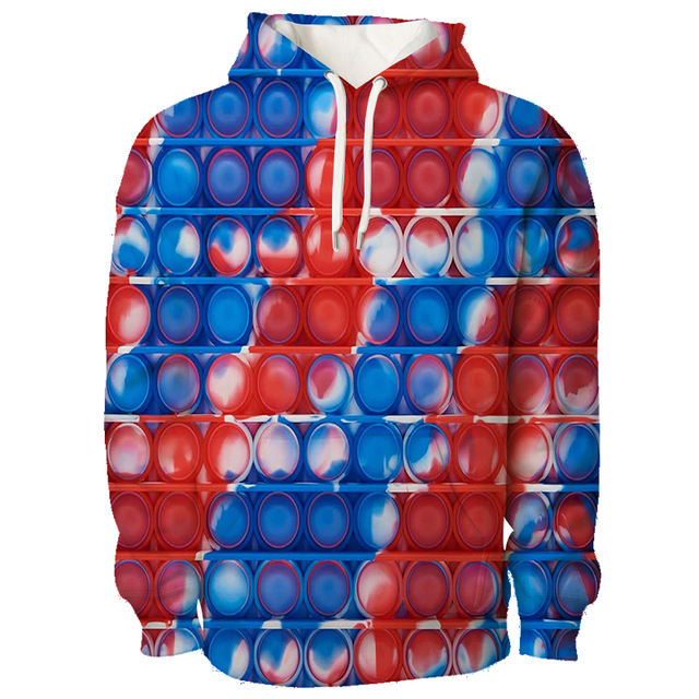 Bluza z kapturem Fidget Pop It 3D Rainbow Bubble w stylu Streetwear dla mężczyzn i kobiet - jesienne swetry odzież wierzchnia Sudadera - tanie ubrania i akcesoria