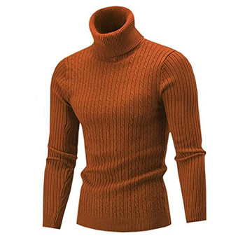 Męski ciepły sweter jesienno-zimowy z wysokim golfem - Rollneck pulower