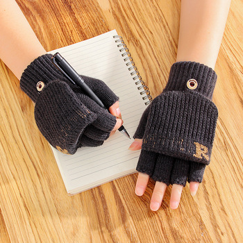 Pół-okładkowe męskie rękawiczki zimowe z poruszającym palcem Clamshell Knitting Office