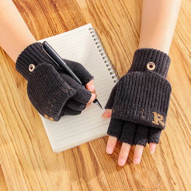 Pół-okładkowe męskie rękawiczki zimowe z poruszającym palcem Clamshell Knitting Office - tanie ubrania i akcesoria