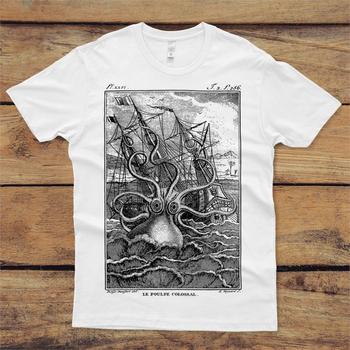 Kraken graficzna męska koszulka ośmiornica kalmary statek piracki
