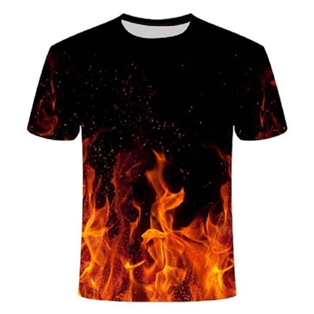 Męska koszulka 3D z krótkim rękawem w nowoczesnym stylu Flaming, kolor czarny i niebieski - tanie ubrania i akcesoria