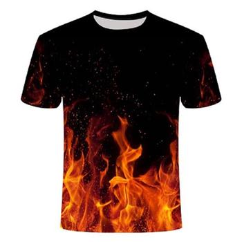 Męska koszulka 3D z krótkim rękawem w nowoczesnym stylu Flaming, kolor czarny i niebieski