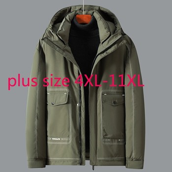 Męski płaszcz zimowy z zagęszczoną ocieplaną bawełną - Parka Plus Size 4XL-10XL