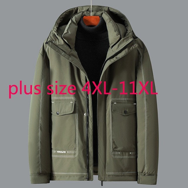 Męski płaszcz zimowy z zagęszczoną ocieplaną bawełną - Parka Plus Size 4XL-10XL - tanie ubrania i akcesoria