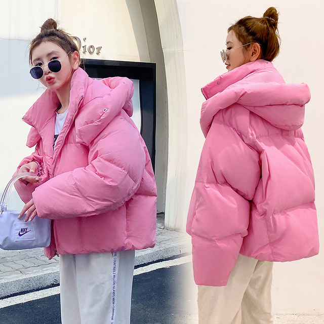 Zima - Damen Solid Color Oversize Parka - Grube, ciepłe - 2021 - koreańska - Lady - Elegancka kurtka z kapturem - Bawełna - 4 kolory - tanie ubrania i akcesoria