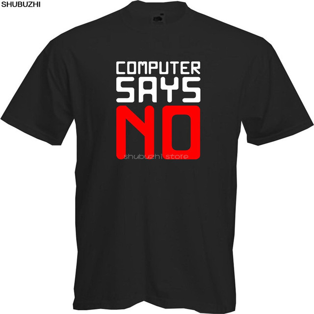 Koszulka męska Komputer mówi nie - Geek, technologia, PC, śmieszny tekst, wysoka jakość, nowy design Unisex - tanie ubrania i akcesoria