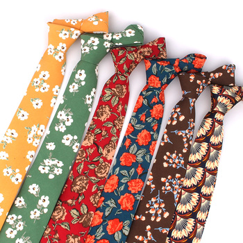 Bawełniane kwiatowe krawaty dla mężczyzn i kobiet - Casual, cienki, na imprezę, ślubny, do noszenia na szyi - Męskie krawaty i poszetki