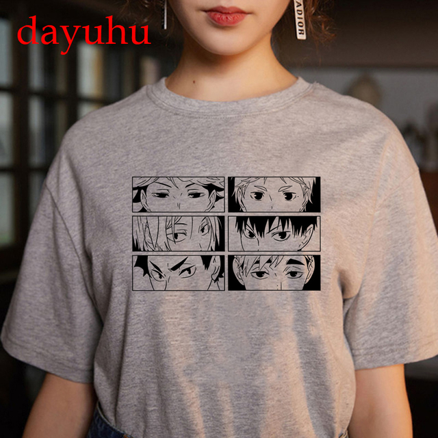 Damska koszulka z nadrukiem Japońskie Anime Haikyuu Oya Oya Oya Kuroo Karasuno Kawaii - tanie ubrania i akcesoria