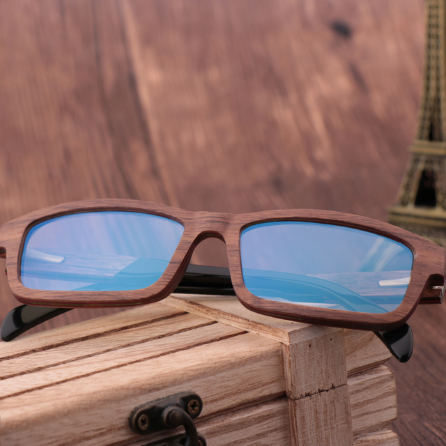Ręcznie robione kwadratowe okulary blokujące niebieskie światło z drewna hebanowego - tanie ubrania i akcesoria