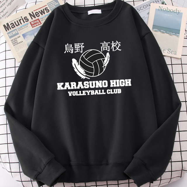 Karasuno High School - Bluza z nadrukami człowiek jesień - Polar Crewneck - Modna bluza Hip Hop - tanie ubrania i akcesoria