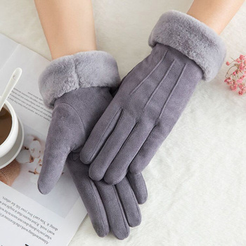 Kaszmirowe rękawiczki z ekranem dotykowym dla kobiet - ciepłe, grube, podwójne i pluszowe