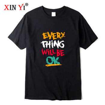 Męska koszulka XIN YI z wysokiej jakości 100% bawełny, śmieszne napisy, luźny fason, o-neck T-shirt