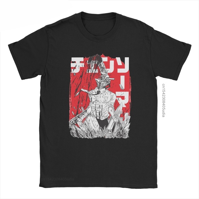 Koszulka Chainsaw Warrior Chainsaw Man Anime Manga Vintage męska - bawełniana Harajuku ponadgabarytowa - tanie ubrania i akcesoria