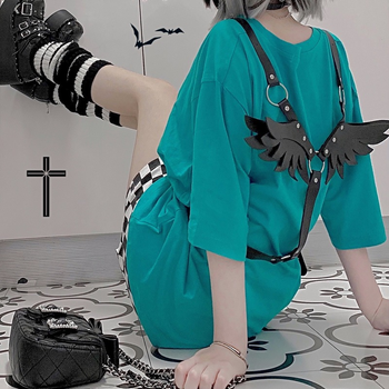 Pasy męskie z kategorii Gothic Kawaii Emo w stylu grunge, wykonane z skóry PU, w estetyce alt, idealne do bondage i stylu Harajuku - z metalowym łańcuszkiem na talię