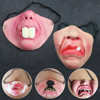 Kreatywna lateksowa maska z gumką - Twarz Clowen, śmieszne wzory, idealne na Halloween i Cosplay
