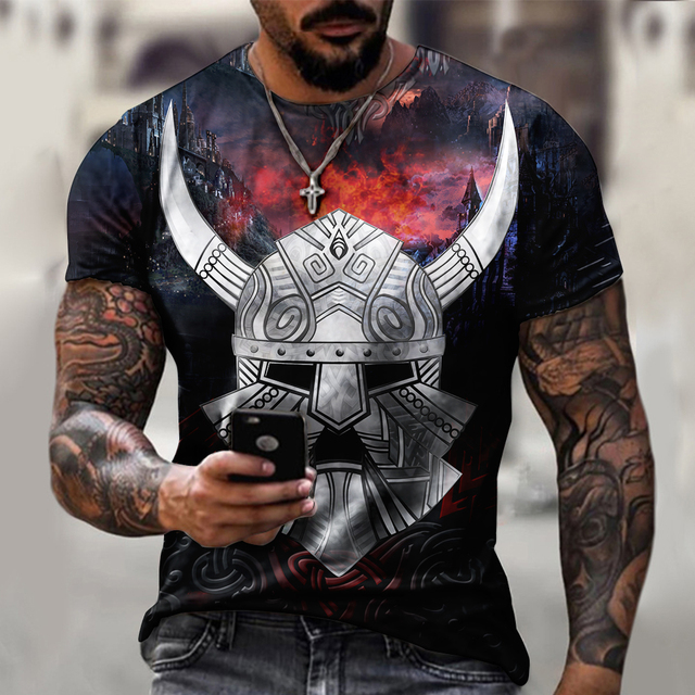 Koszulka męska z 3D nadrukiem czaszki - letnia i oddychająca, szybkoschnąca - tanie ubrania i akcesoria