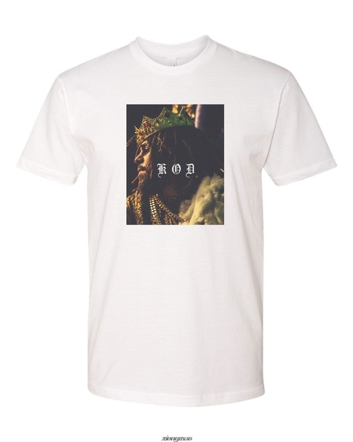 Niestandardowa koszulka J Cole KOD dla mężczyzn - krótki rękaw, biała - S-5XL - tanie ubrania i akcesoria