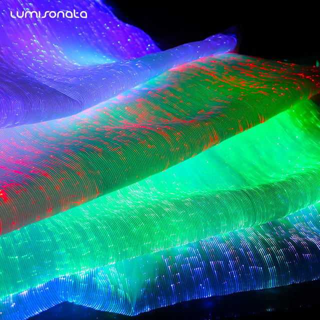 LUMISONATA - Lekka tkanina światłowodowa LED z kolorowym światłem i brokatowym wzorem - tanie ubrania i akcesoria