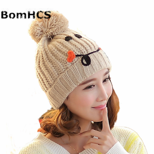 Ręcznie dziergana czapka zimowa dla kobiet – wyjątkowe buźki - BomHCS - tanie ubrania i akcesoria