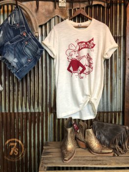 Unisex Moda Vintage - Koszulka Hot to Trot Cowgirl 100% bawełna – styl harajuku, graficzna moda w stylu grunge dla kobiet