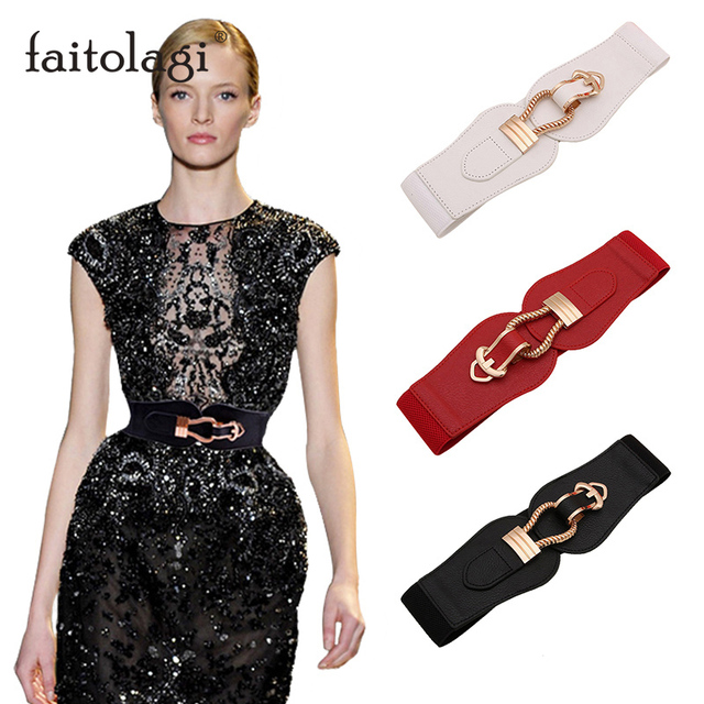 Rozciągliwe paski damskie do szerokiego płaszcza, czarne, białe, czerwone - 63cm * 6cm, skórzane sukienki, gorsety - cinturones para mujer - tanie ubrania i akcesoria
