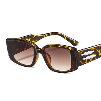 Okulary przeciwsłoneczne 2021 New Arrival marka projektant prostokąt unisex PC rama, czarne szkła z nadrukiem leoparda