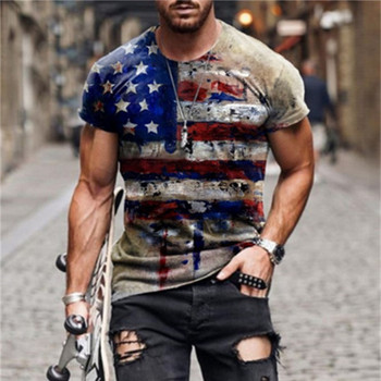 Męska koszulka 3D z nadrukiem w stylu flagi, hiphopowa, letnia, szybkoschnąca, duży rozmiar
