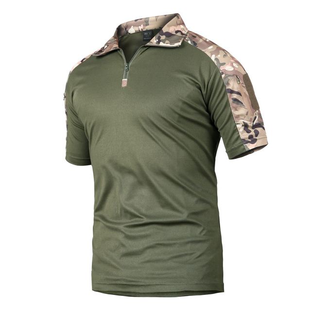 Koszula wojskowa Camo Tactical Airsoft z krótkim rękawem Solider Multicam Quick Dry mężczyźni - tanie ubrania i akcesoria