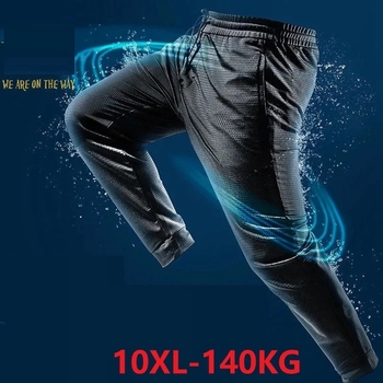 Letnie spodnie męskie z oddychającego i chłodzącego materiału - rozmiar 7XL-10XL