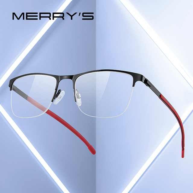 Mężczyźni klasyczne oprawki do okularów korekcyjnych MERRYS DESIGN z tytanu - Ultralight Square S2363 - tanie ubrania i akcesoria