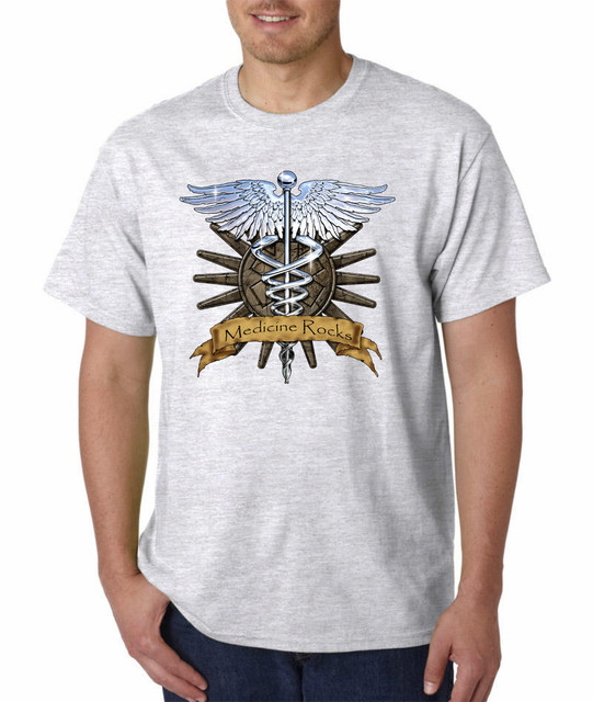 Koszulka Medyczna Kaduceusz EMS EMT - Męska Letnia Bawełniana Z Krótkim Rękawem, O-Neck (S-3XL) - tanie ubrania i akcesoria