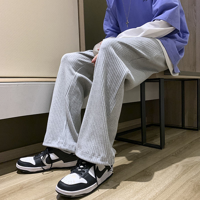 Nowe spodnie INXYZ moda męska Trend z szerokimi nogawkami - jednokolorowe w paski, dzianina casual na wiosnę i jesień - tanie ubrania i akcesoria