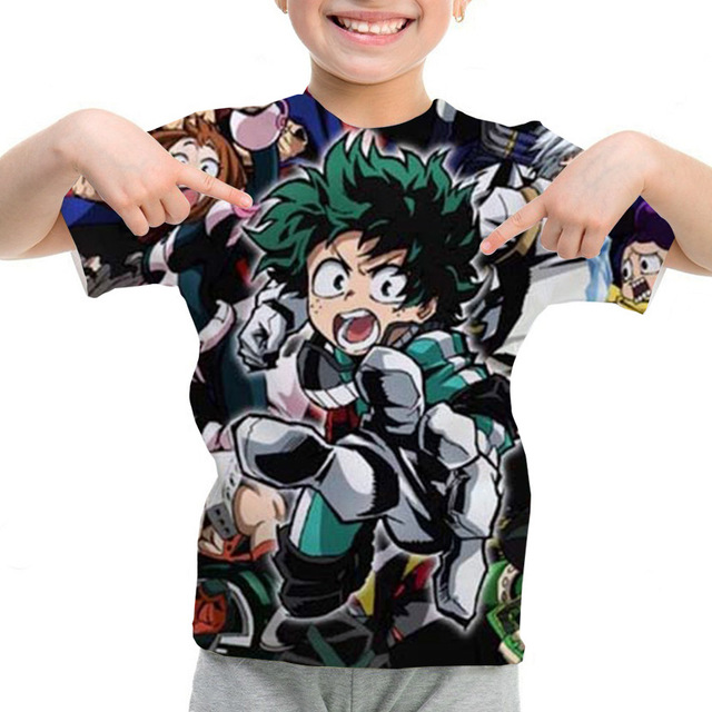 Koszulka dziecięca Anime Boku No Hero Academia Deku Bakugou -  letnie t-shirty dla dzieci - japońska akademia bohaterów - druk 3D - tanie ubrania i akcesoria